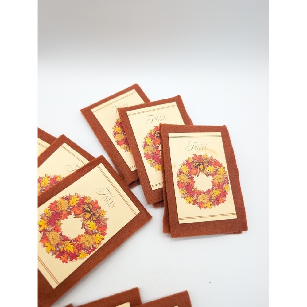 12 Set Vintage Bridge Tally Card Book Holders Autumn Wreath Fall Harvest Party - Picture 8 of 12